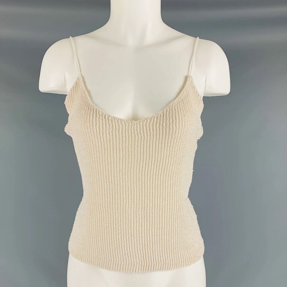 Ralph Lauren Waffle Knit Camisole Tank Top Soft Yellow Cream Coastal Minimalist